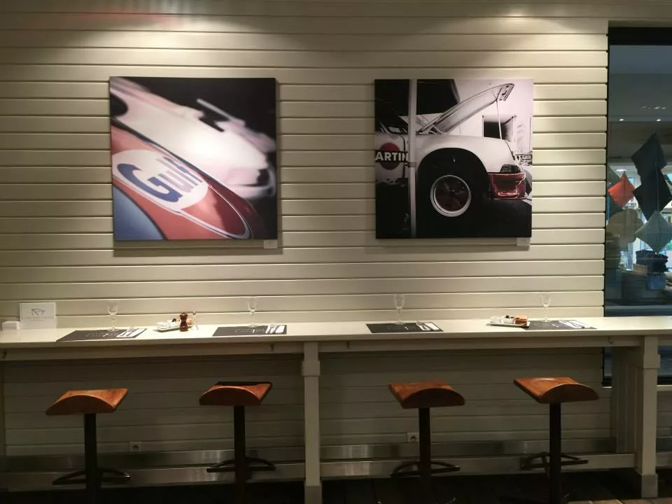Cars and Roses artwork installed at a client home – fine art print