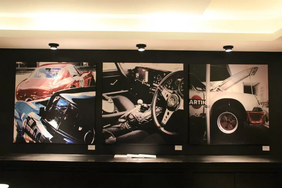 Cars and Roses artwork installed at a client home – fine art print