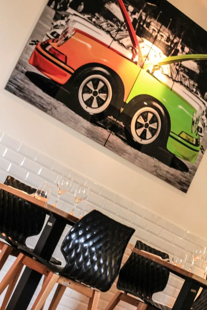 Cars and Roses artwork installed at a client home – fine art print