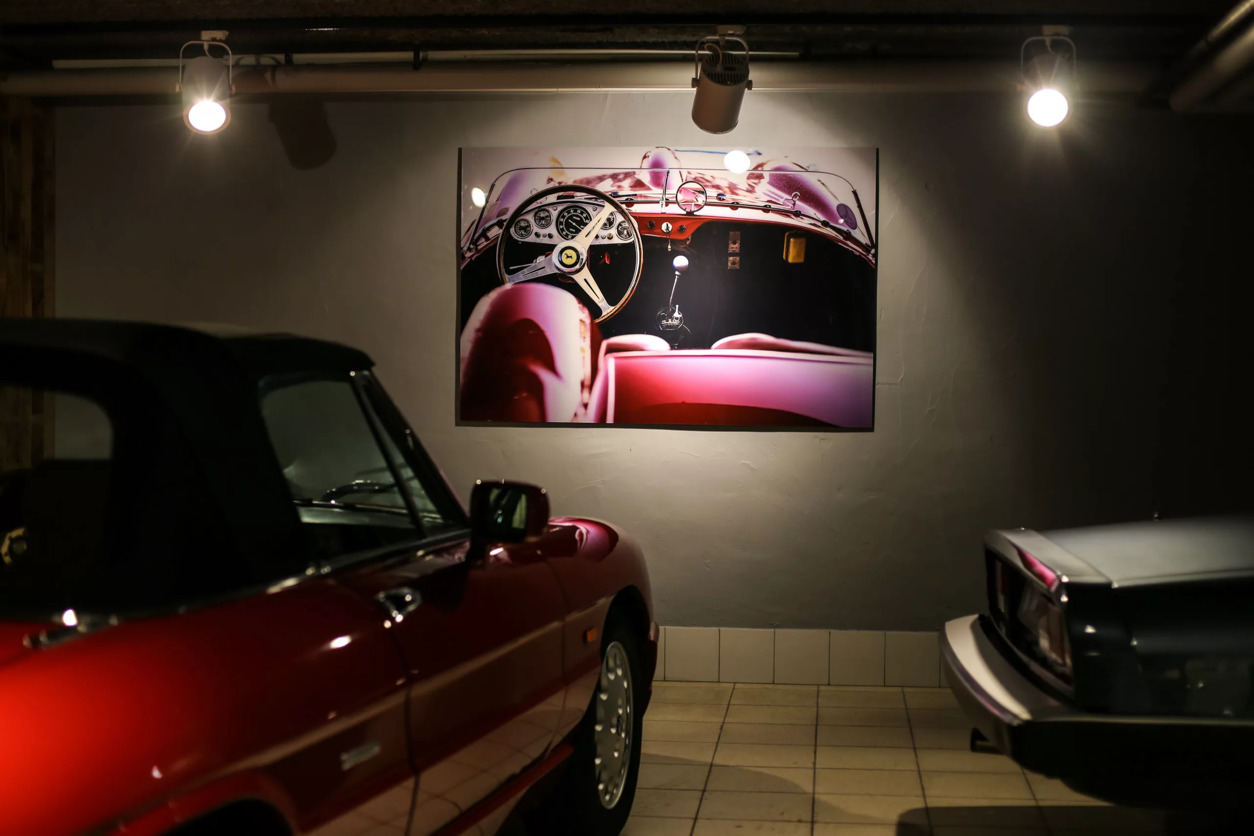 Cars and Roses artwork installed at a client home - fine art print