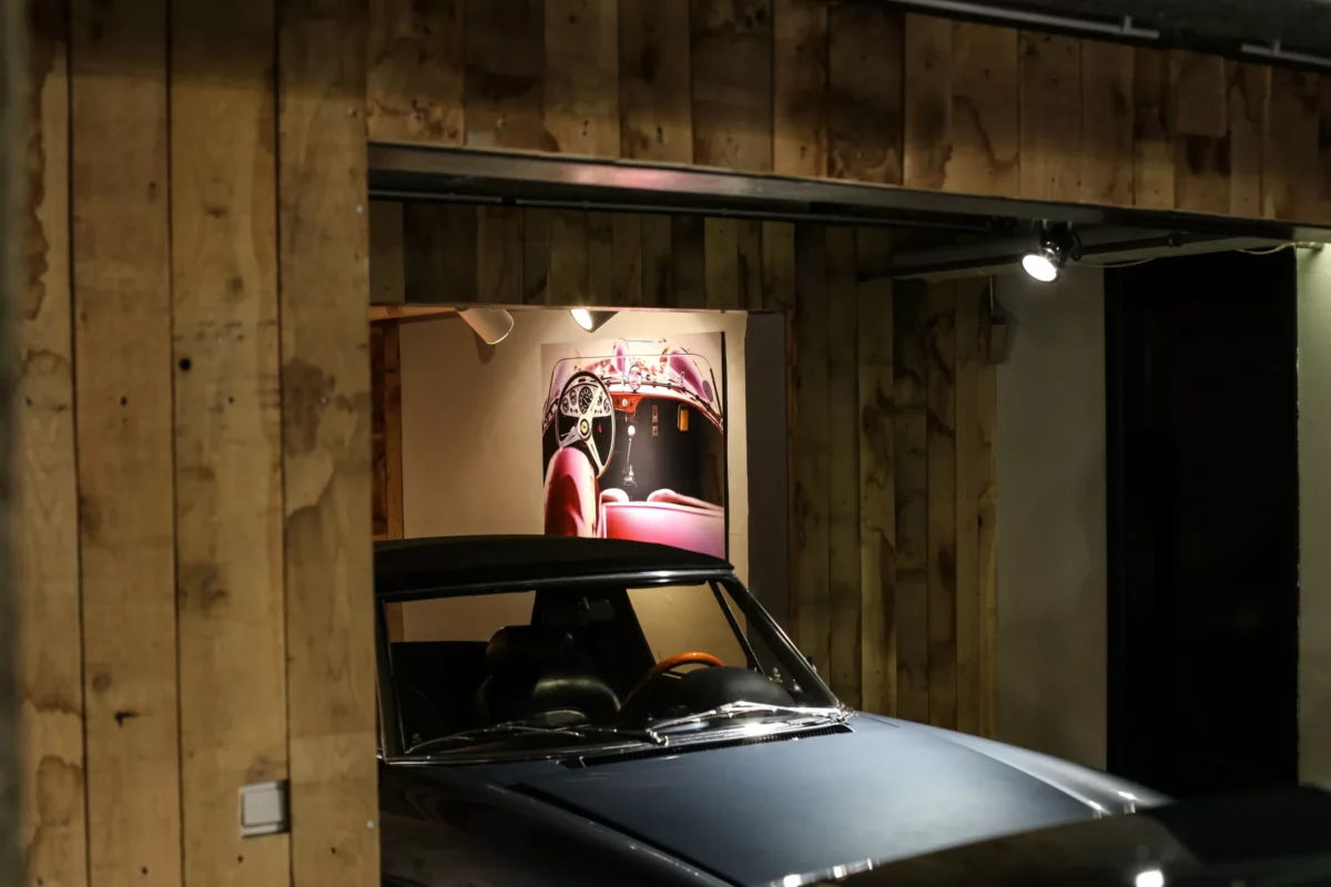 Cars and Roses artwork installed at a client home – fine art print