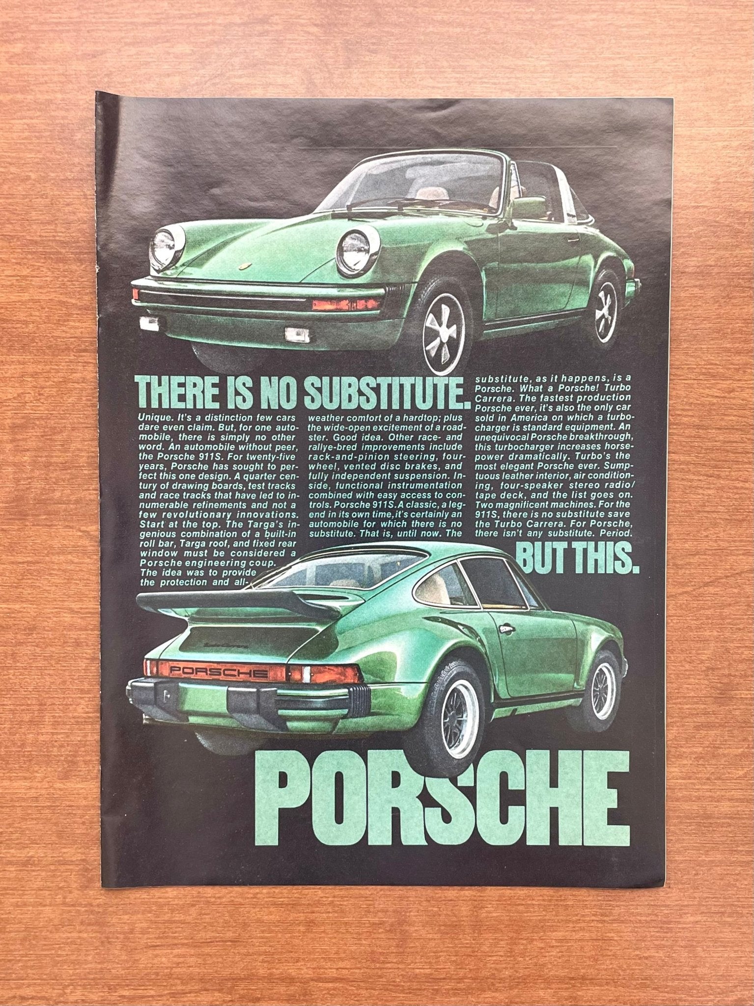 1976 Porsche 911S "There Is No Substitute. But This." Advertisement | Ad Patina