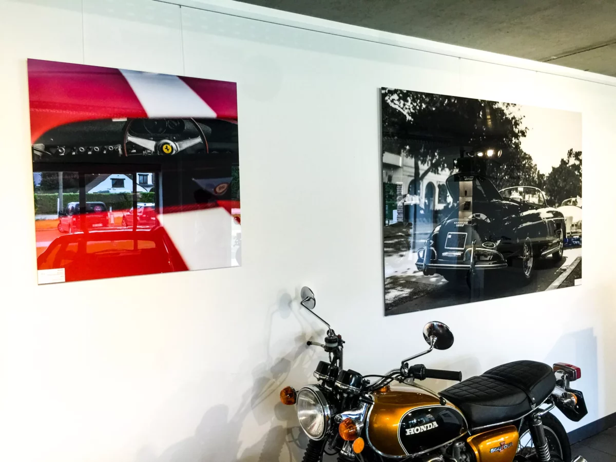 Cars and Roses artwork installed at a client home – fine art print