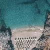 Aerial drone photography secret cove Platanias Crete turquoise crystal waters white sand seen from sky limited edition fine art print