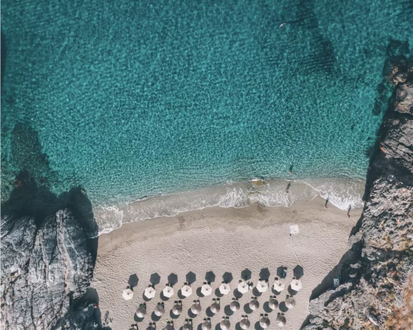 Aerial drone photography secret cove Platanias Crete turquoise crystal waters white sand seen from sky limited edition fine art print