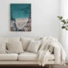 Aerial Crete photography displayed large format in white minimalist living room Mediterranean wall art limited edition