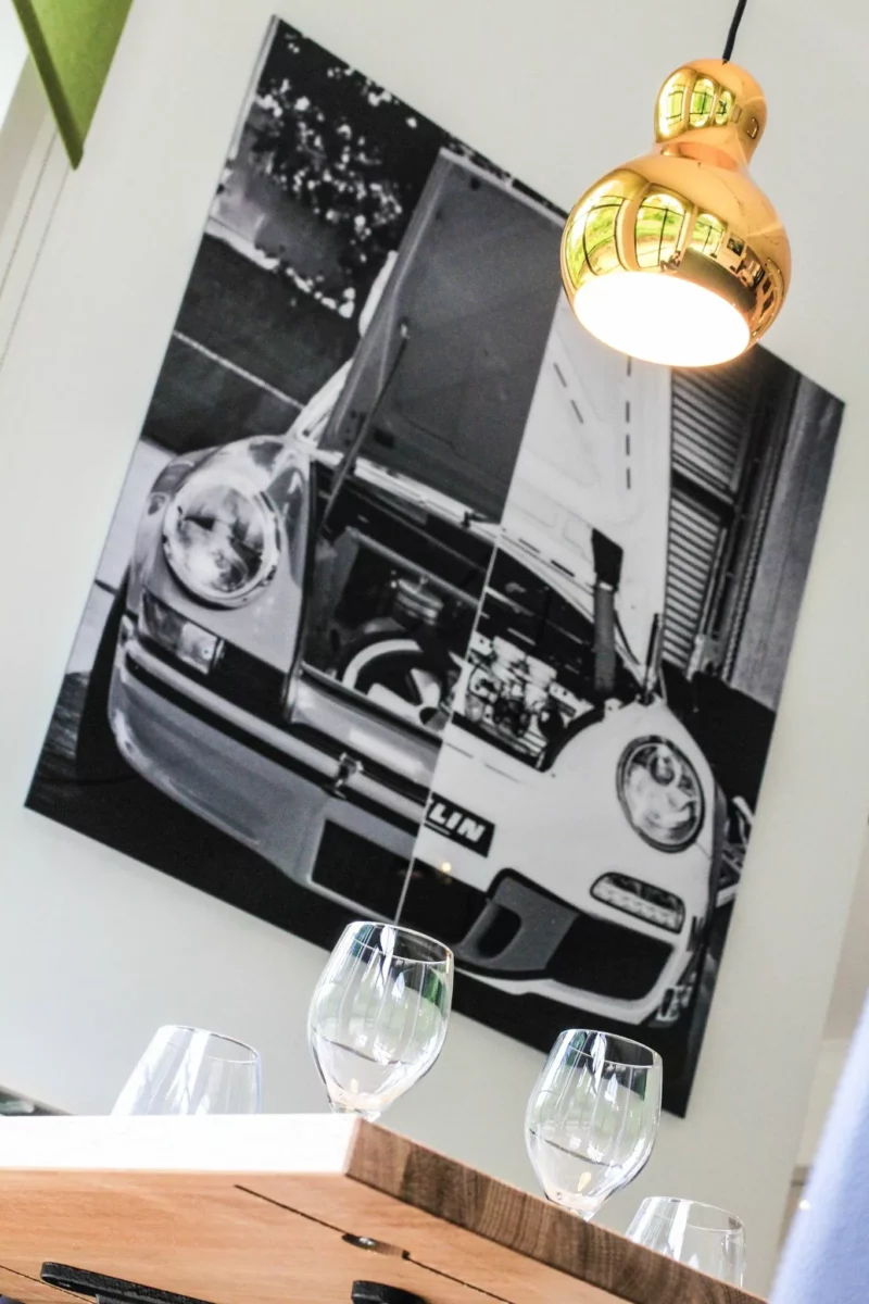 Cars and Roses artwork installed at a client home – fine art print