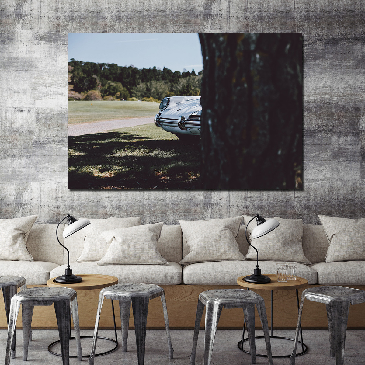 Car bedroom decor — Porsche 911 fine art photography on living room wall