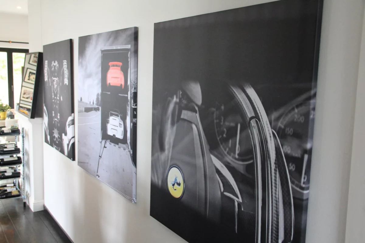 Cars and Roses artwork installed at a client home – fine art print