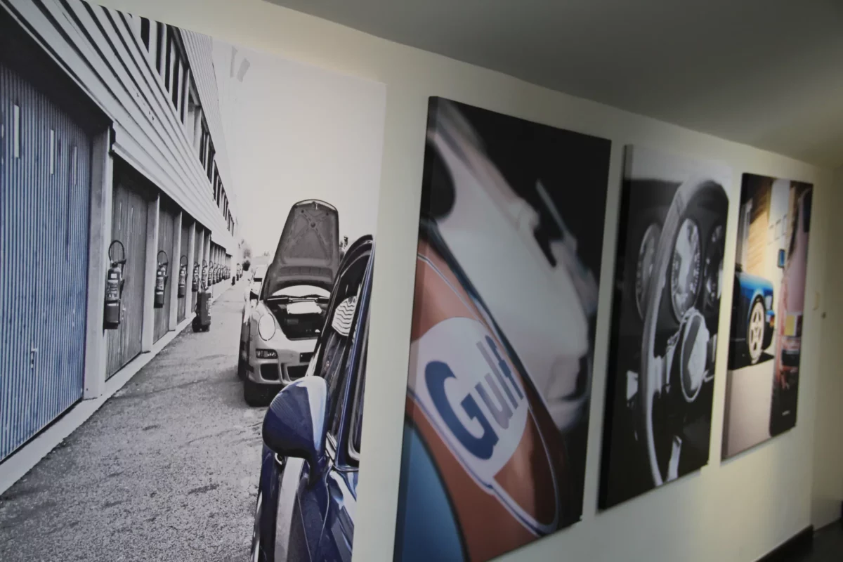 Cars and Roses artwork installed at a client home – fine art print