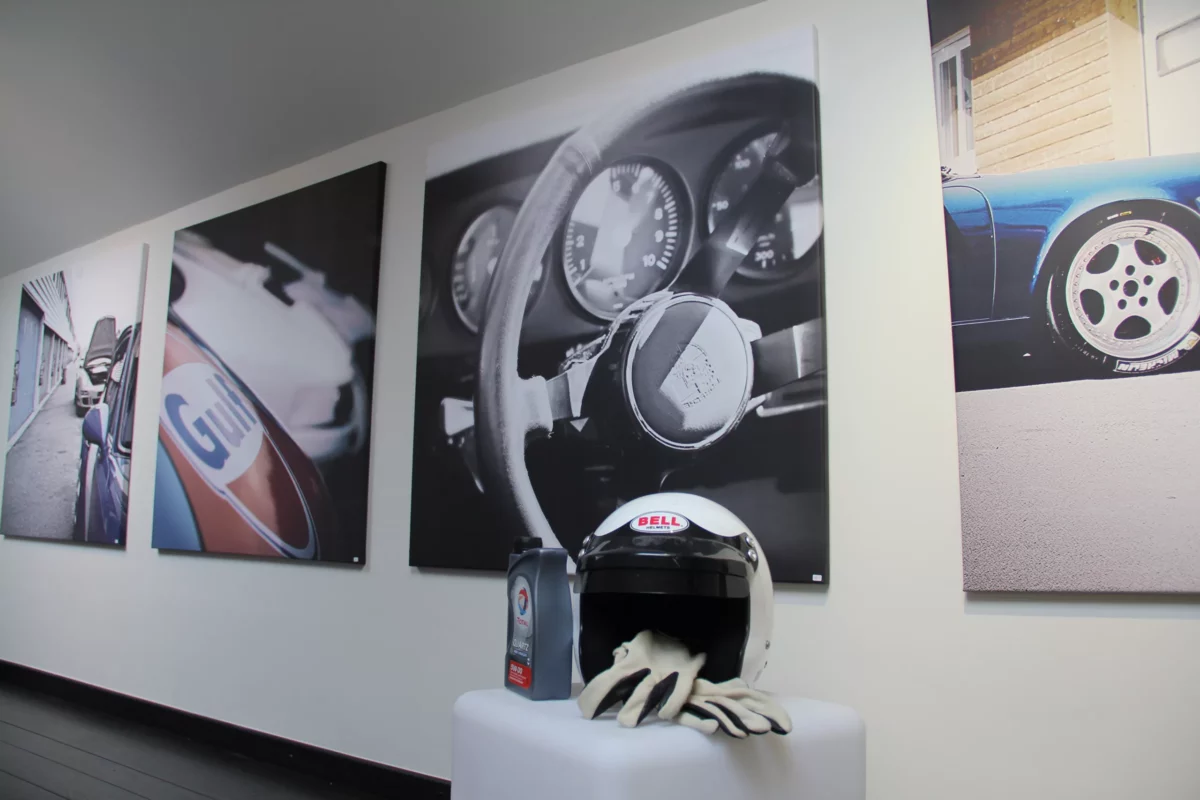 Cars and Roses artwork installed at a client home – fine art print