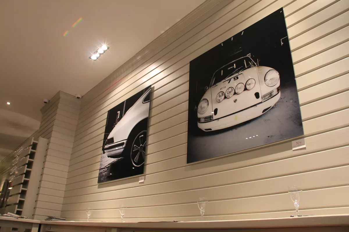 Cars and Roses artwork installed at a client home – fine art print