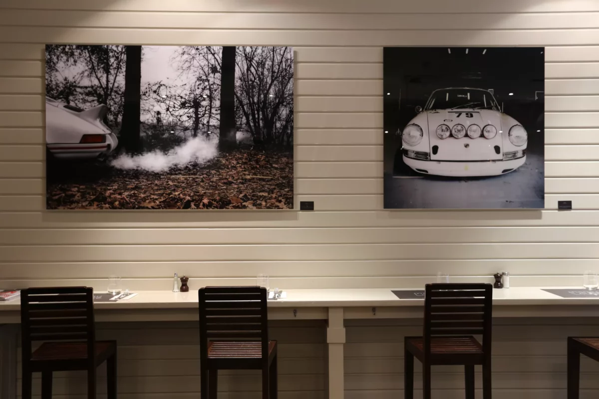 Cars and Roses artwork installed at a client home – fine art print
