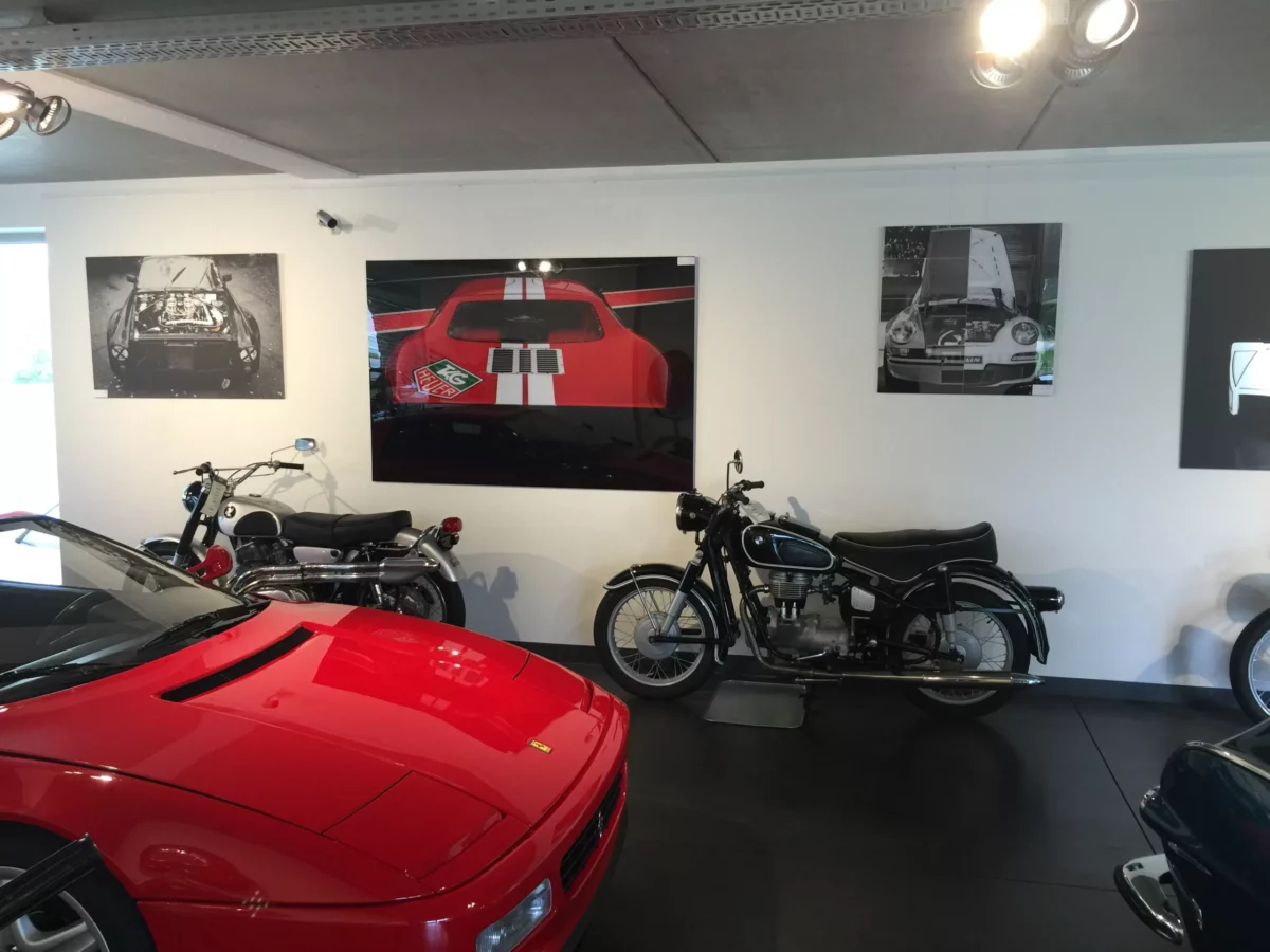 Cars and Roses artwork installed at a client home – fine art print