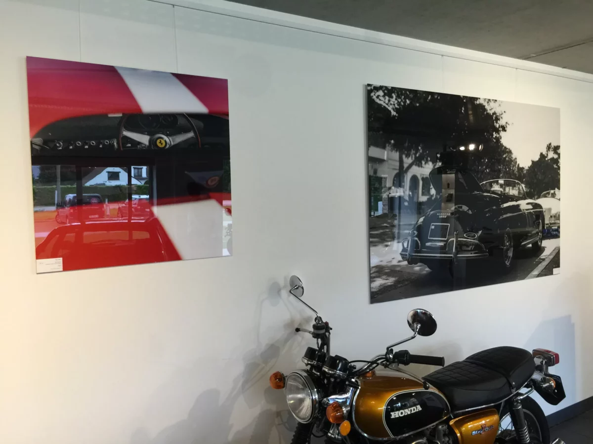Cars and Roses artwork installed at a client home – fine art print
