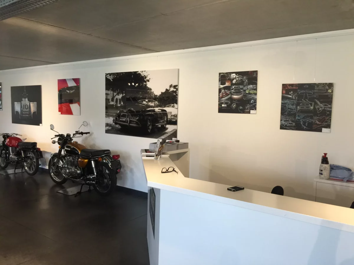 Cars and Roses artwork installed at a client home – fine art print