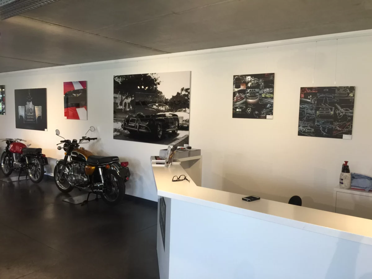 Cars and Roses artwork installed at a client home – fine art print