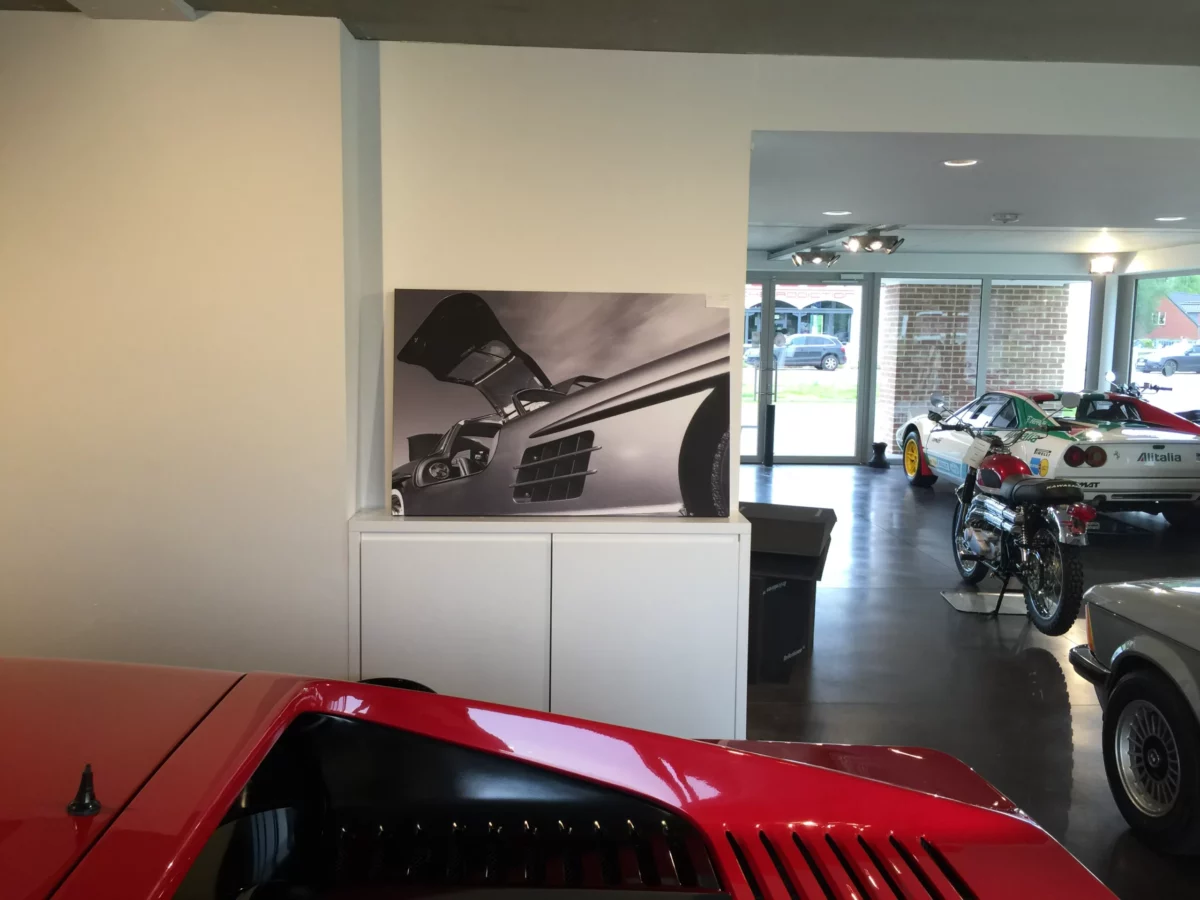 Cars and Roses artwork installed at a client home – fine art print