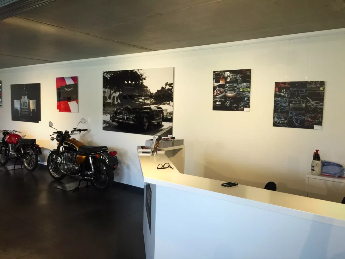Cars and Roses artwork installed at a client home – fine art print