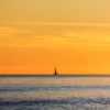 Minimalist sunset Marbella Fine art photograph minimalist sunset Marbella lone sailboat Mediterranean sea Costa del Sol limited edition orange landscape print