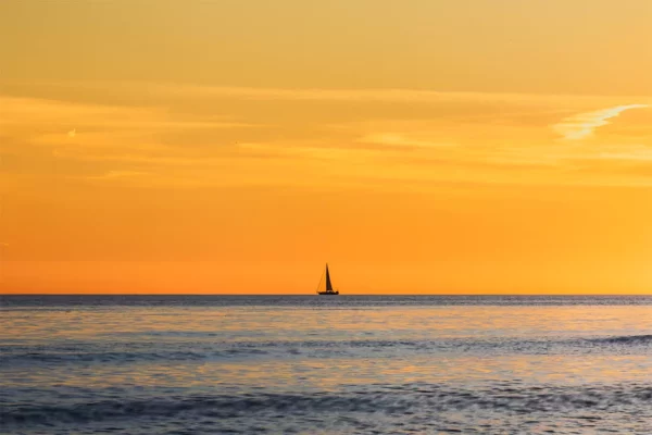 Minimalist sunset Marbella Fine art photograph minimalist sunset Marbella lone sailboat Mediterranean sea Costa del Sol limited edition orange landscape print