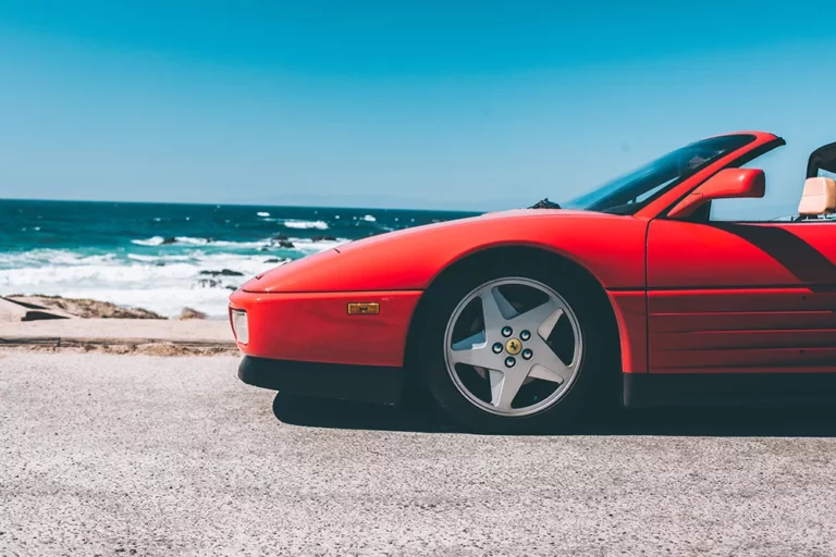 Fine art photo of red Ferrari Testarossa Spider by Pacific Ocean, limited edition car art print