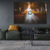 Living room interior with soft minimalist green sofa Photo Porsche 911 Autumn Light