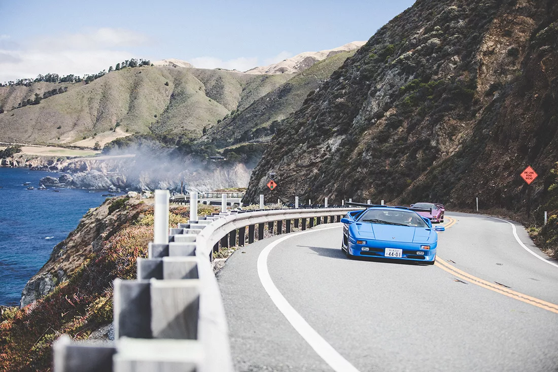 Lamborghini Diablo blue Pacific Coast Highway limited edition fine art photography | Cars and Roses
