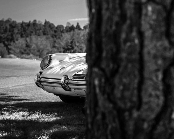 Black and White Print Old Porsche