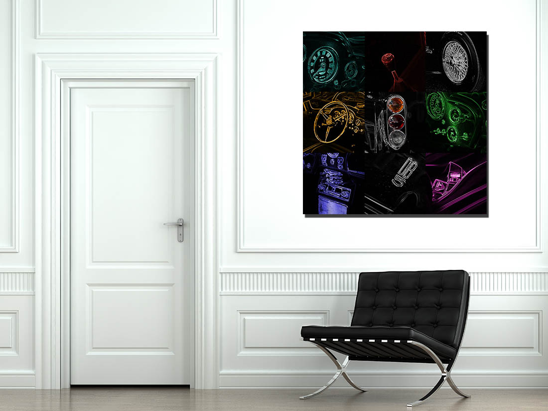 Aston Martin DB5 wall art for living room — fine art print Cars and Roses limited edition