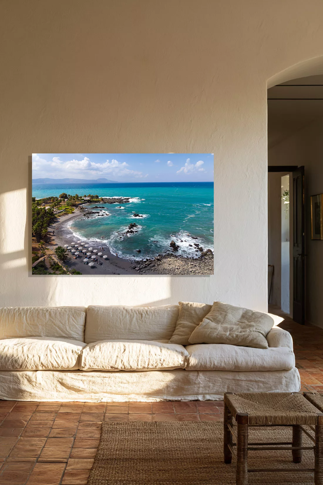 Wall Art - Crete Turquoise Bay Crete turquoise bay photography artwork in a Mediterranean living room, large wall decor