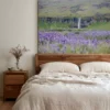 Wall Art Seljalandsfoss bluebells Wall art fine art photograph Seljalandsfoss waterfall Iceland living room interior large format print