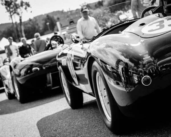 vintage-race-cars-paddock-number-33-black-and-white-photography Vintage race cars in the paddock, number 33 — black and white fine art photography limited edition print
