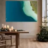 Wall art — Lake Kournas, Crete Lake Kournas, Crete wall art in a dining room with candles and a fir tree